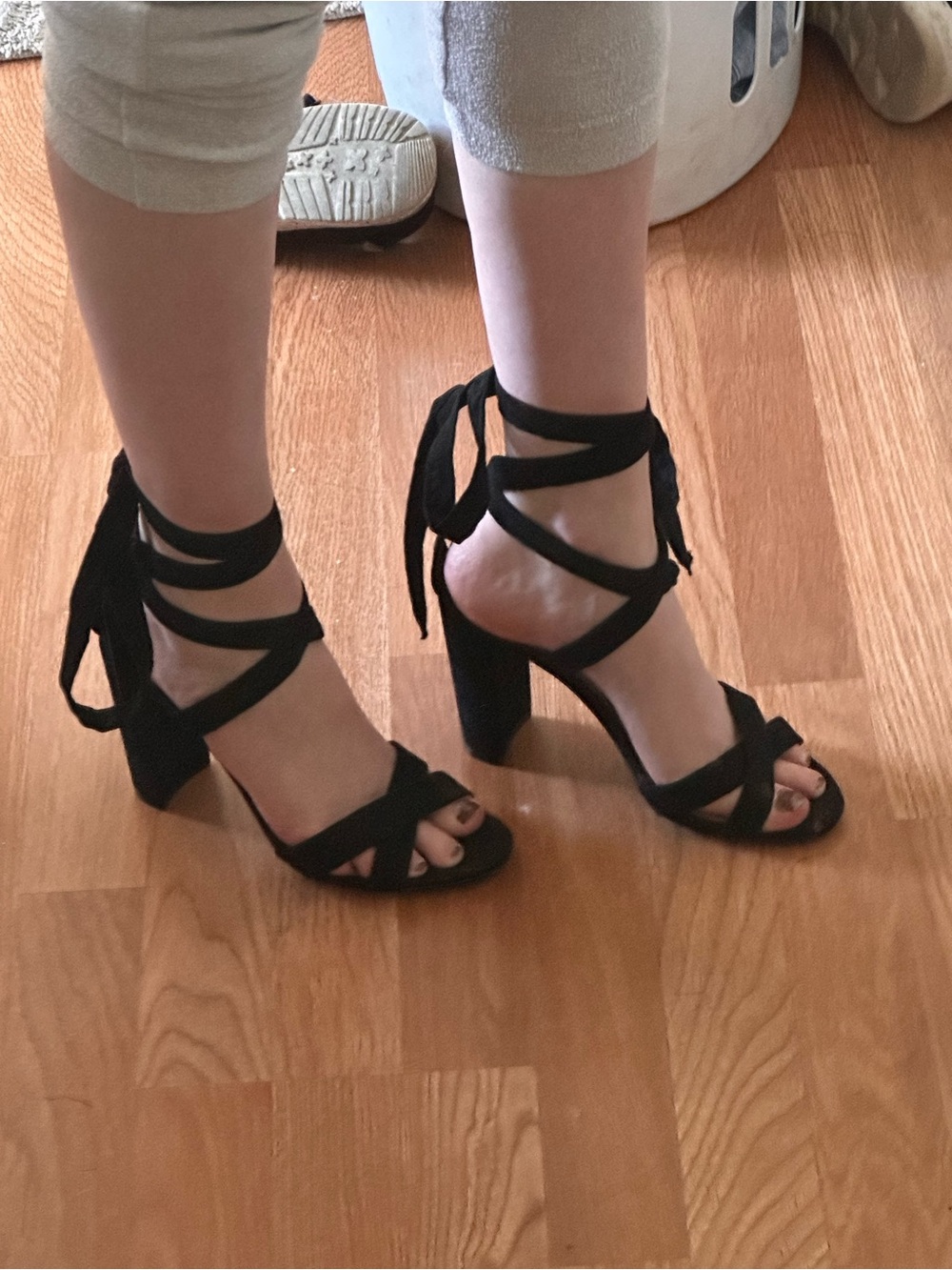 Madden Girl Strap Lace Up Heels - Black - Size 8 1/2